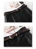 Coffee PU Leather High-Waisted A-line Shorts for Women & Girls - Winter 2025 Fashion, Slimming & Versatile