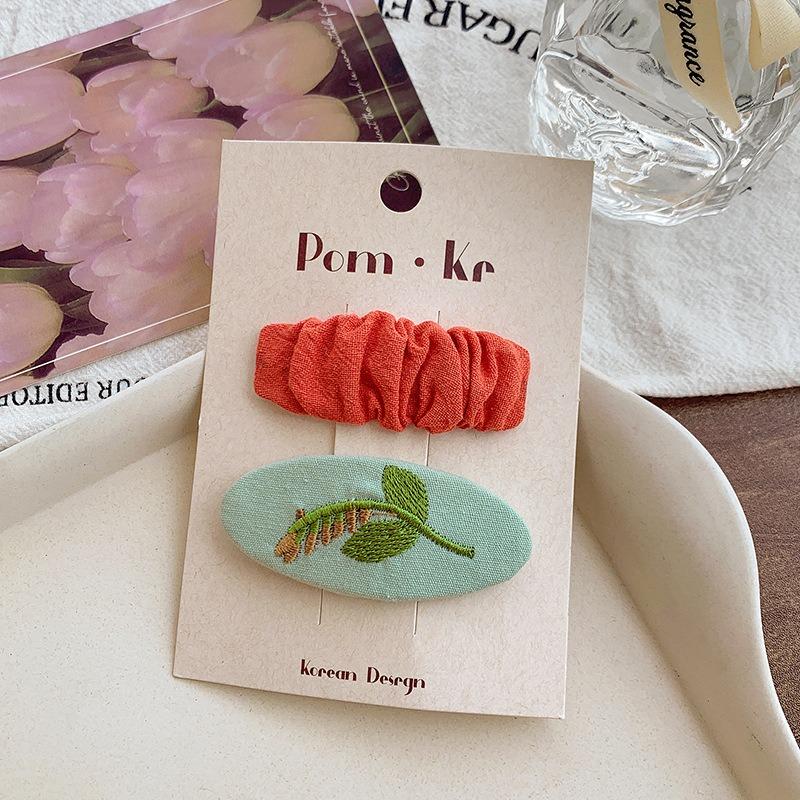 

Милые тканевые заколки для волос с вышивкой в виде цветов для женщин и девочек, заколки-клипсы, шпильки, заколки-автоматы, аксессуары, зажимы для волос, головные уборы, украшения