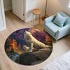 Two White Wolves,Round Area Rug,Carpet Rug for Living Room Bedroom Sofa Playroom Decor,Non-slip Floor Mat
