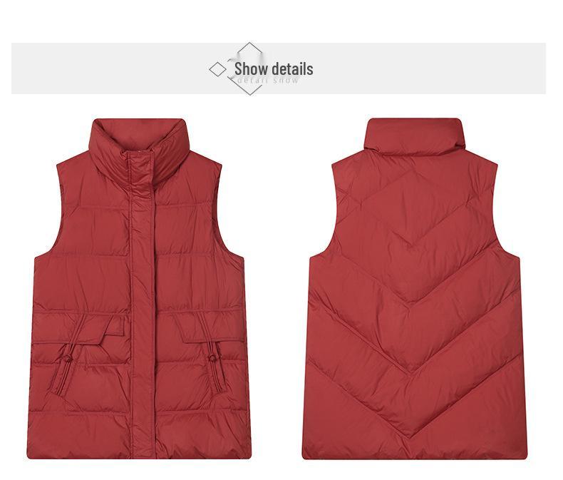 Women's High-End Mid-Length Loose Down Vest - Fashionable Plus Size for Autumn/Winter