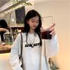 Ladies Letter Print Oversize Loose Pullover Hoodie Women's Autumn Winter Long Sleeved Student Casual Sweatshirt Top
