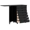 Mobile Filing Cabinet with Desk MOSS Black Solid Pine Wood