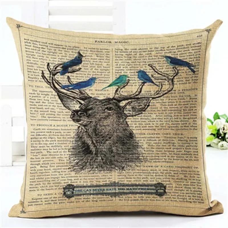 Drop Shipping Custom Elk New 24 Styles Linen Pillow Cover Geometric Deer Cushion Cover Nordic Style Home Decorative Pillow Case