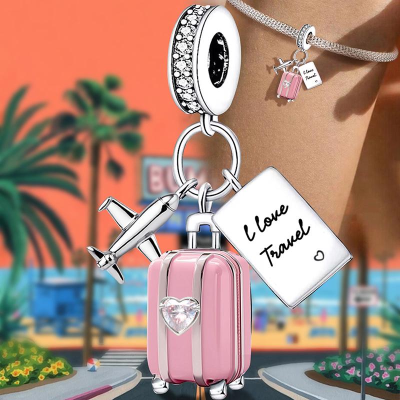 Fit Pan Original Bracelets Luggage Bags Airplane Travel Life Series Copper Charms Beads Diy Jewelry Gift For Women