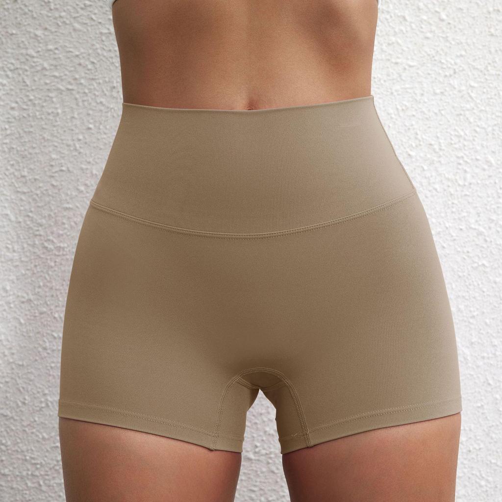 Plain Color High-Stretch Yoga Shorts - Soft, Three-Quarter Length Base Layer
