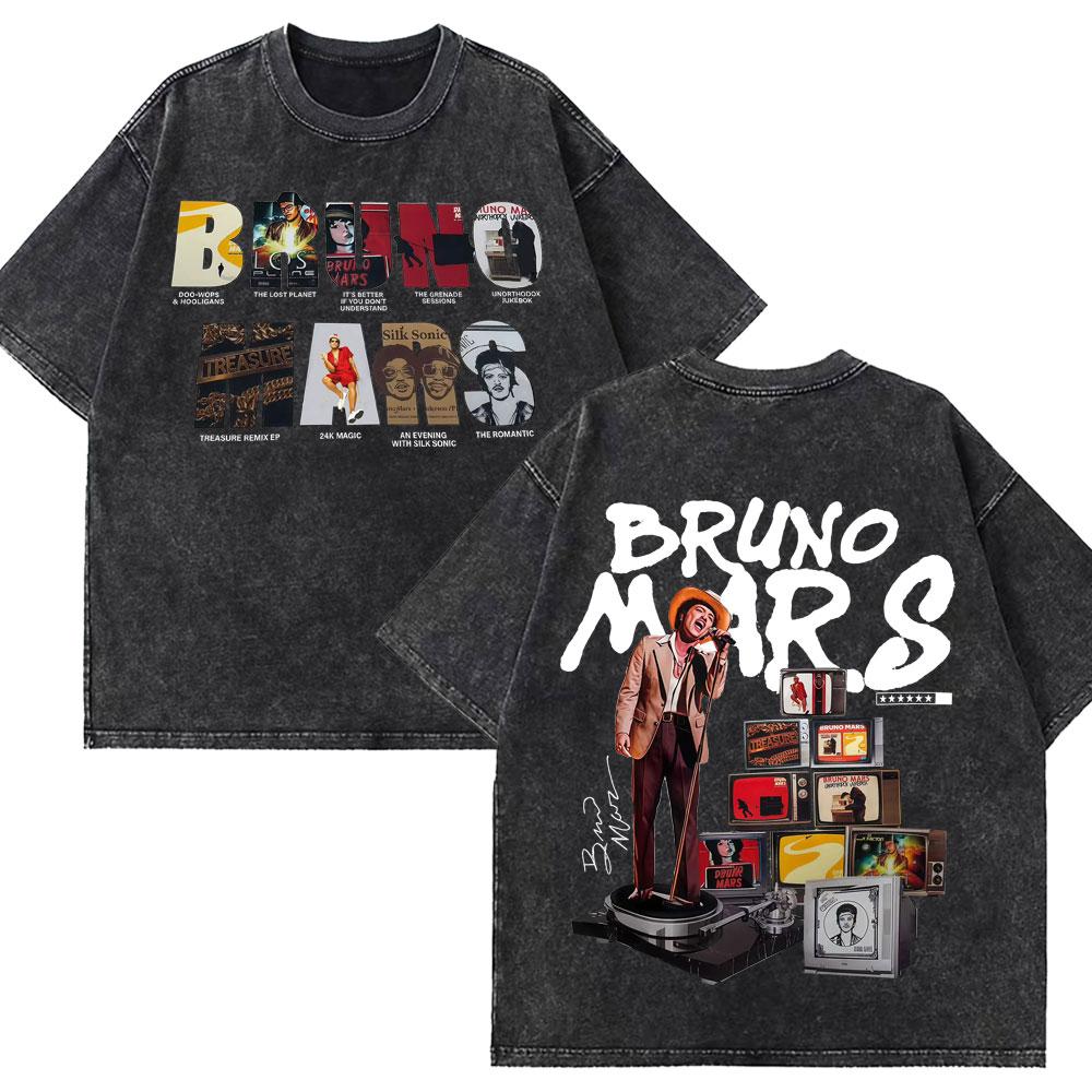 

Rapper Bruno Mars New Album Punk Vintage Washed Tee Men Trendy Crewneck Short Sleeve T Shirt High Quality Cozy Losse Tshrit S
