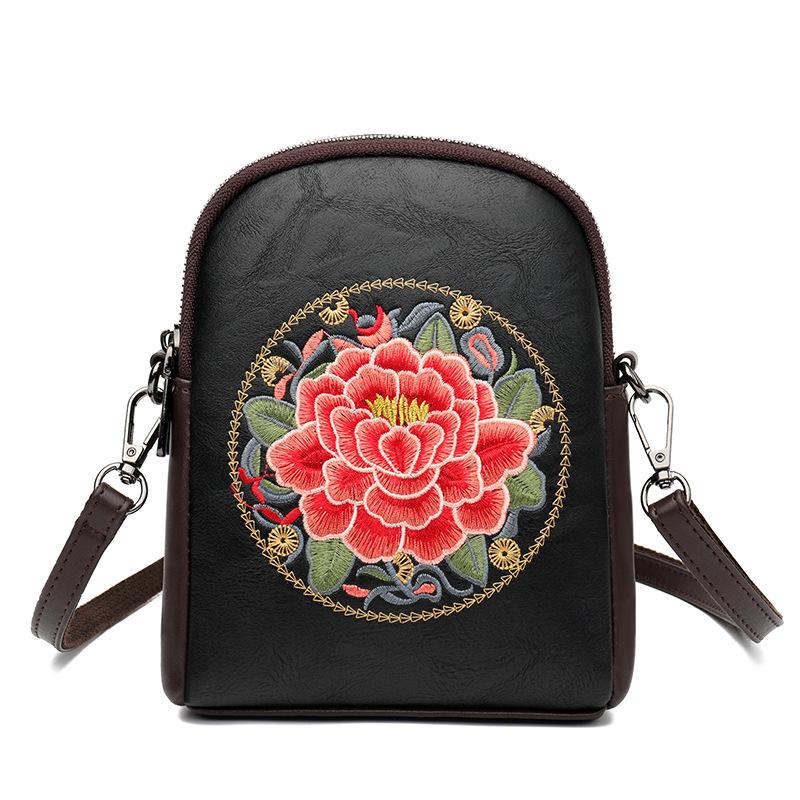 Vintage Small Square Bag Embroidered Women's Bag for Middle-aged and Elderly Women, Artistic Chinese Style and Temperament Crossbody Bag