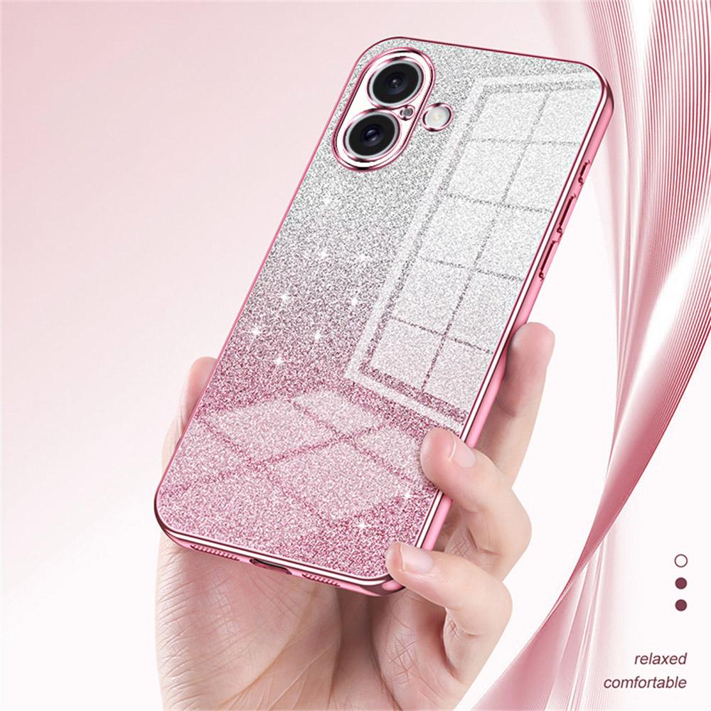 For iPhone 16 Case Electroplating Gradient Glitter TPU Phone Cover