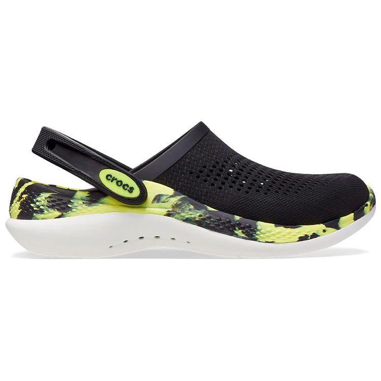 Crocs LiteRide 360 Marble Pattern Unisex Black EVA Breathable Outdoor Beach Clogs 207634-02K