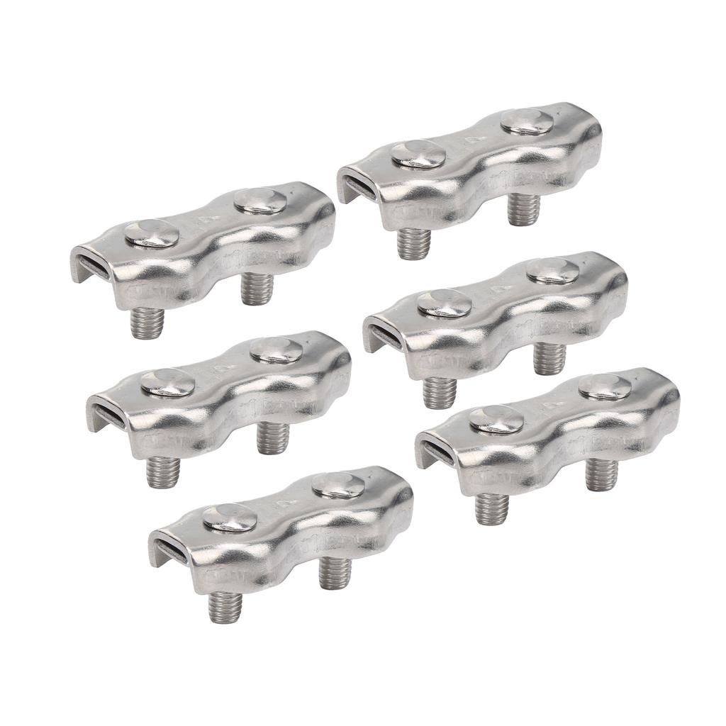 6pcs Duplex Wire Rope Clip Cable Clamps Stainless Steel Duplex 2‑Post Cable Clamp for Wire RopeM4