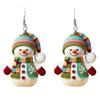 1 Pair Fashionable Cute Cartoon Christmas Snowman 2D Acrylic Dangle Earrings For Women, Suitable For Women's Christmas Wear, Christmas Gift