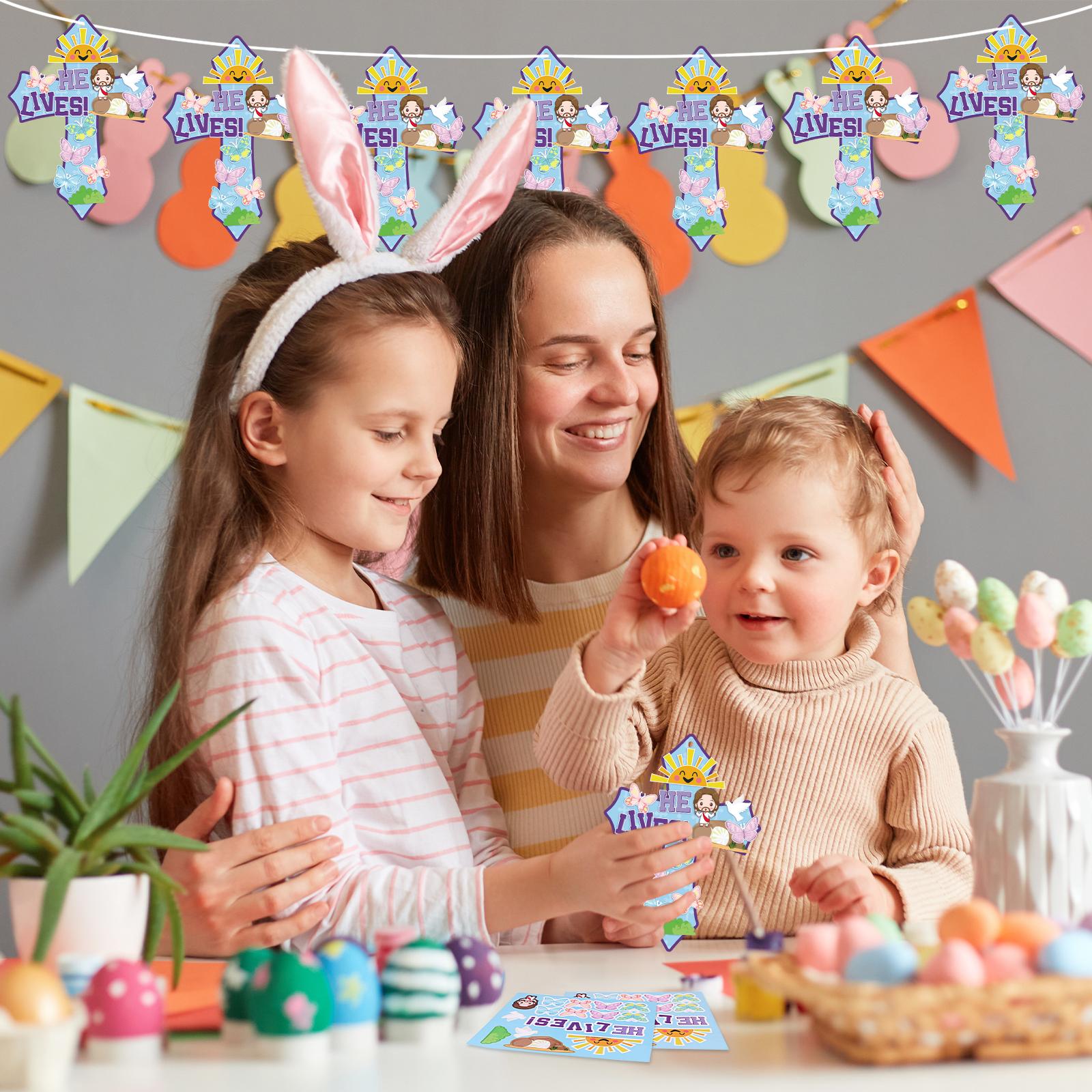 

30 Sets Easter Crafts For Kids He Lives Cross Craft Make Your Own Jesus Resurrection Cross Hanging Ornaments Jesus Faith Classro