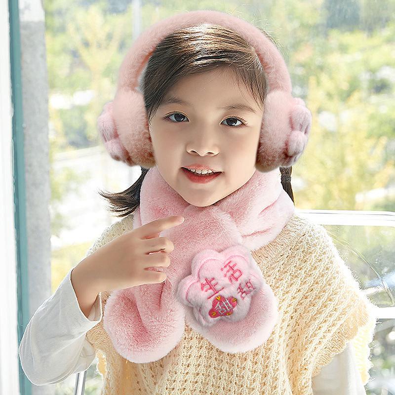 2025 Children's Cartoon Rabbit Fur Scarf – Thickened, Plush, Autumn/Winter Baby Neck Warmer for New Year and Christmas.