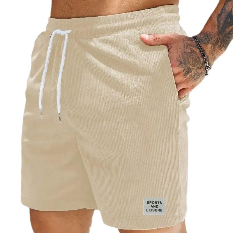 Summer Men Corduroy Sweatpants Casual Shorts Men's Beach Shorts Basketball Short Trousers Solid Color Label Sportswear Men