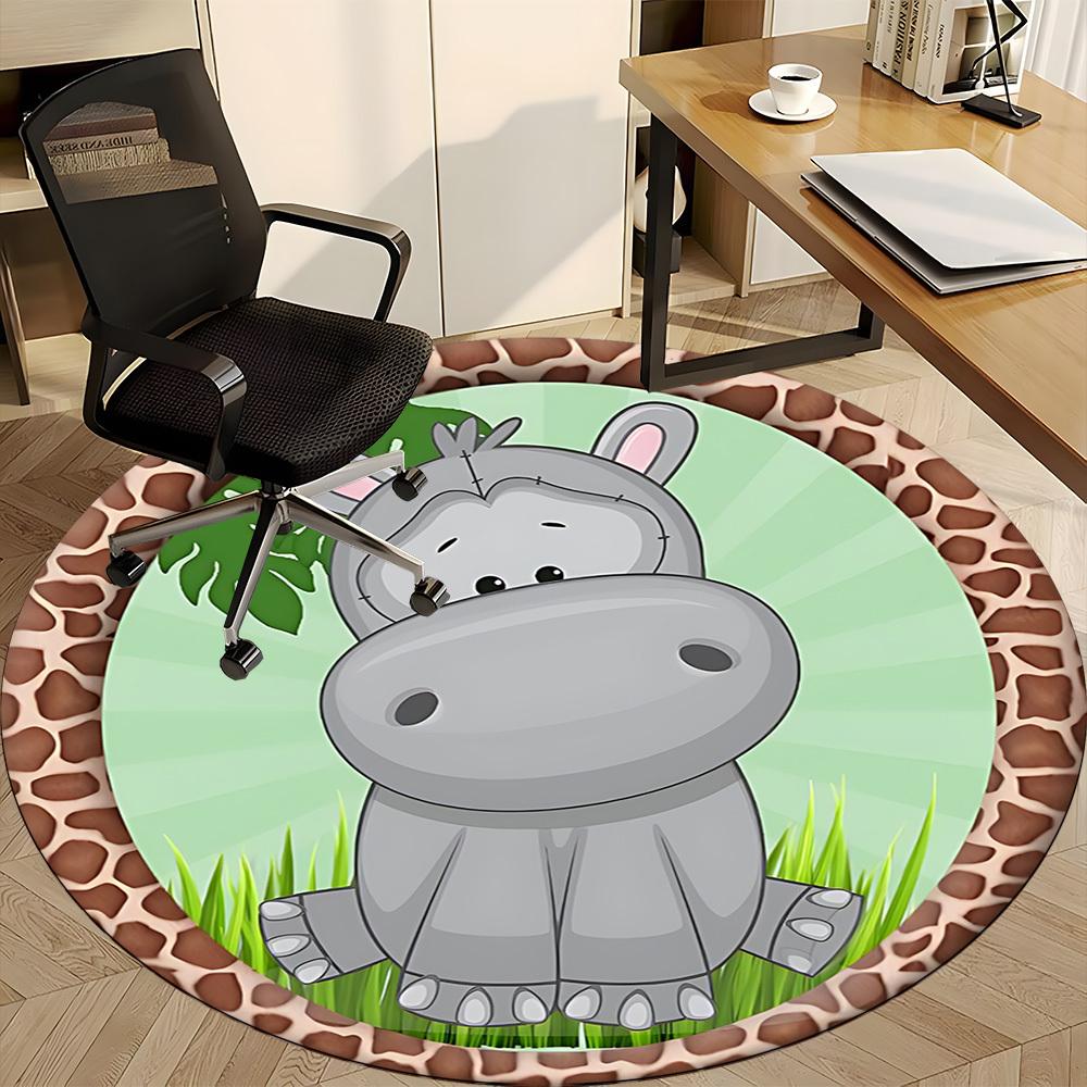 1pc Hippo Print Chair Carpet for Office, Non-slip, Soft and Durable Office Rug for Decoration, Perfect for Office yy251229198