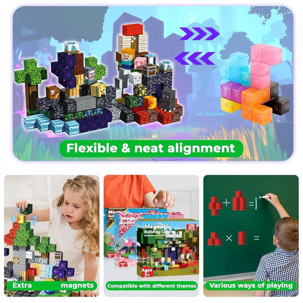 Non-Toxic Jungle World Famous Scene Magnetic Building Blocks Set Creative Sensory Model Stem Toys Diy Educational Gift For Kids