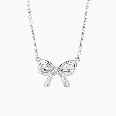 Bow Necklace Feminine Minimalist Niche Design Sense Micro Zircon Summer Collarbone Chain Stainless Steel