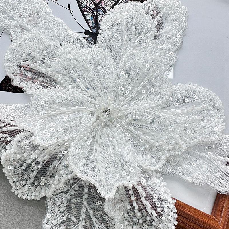 1PC Corsage Multi Layer Polyester Handmade Cloth Sticker Sequin Applique Clothing Fabric Sewing Material
