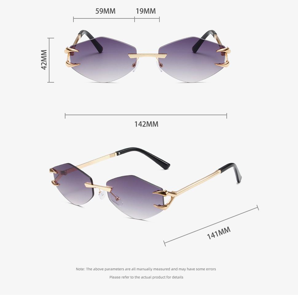 Vintage No Frame Rivet Hook Hexagon Sun Glasses For Ladies For For Gents Sun Glasses Luxury Designer Punk Popular Hip Hop Eyeglasses UV
