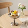 Dessert Cup with Stem Silver Short-Stemmed Serving Cups Elegant for Cafes, Hosts