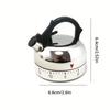 1pc White Kitchen Timer Alarm Mechanical Kettle Shaped Timer Clock Counting 60 Minutes Cuisine Kettle Styling Clockwork Timer