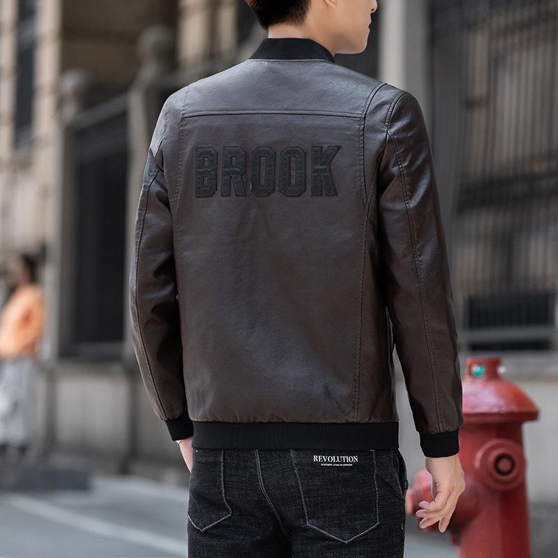 Herrejakke Vår og høst Skinnjakke Høst og vinter Mote Trend Allsidig Tynn Skinnjakke Topp