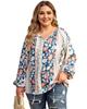 Azura Exchange Printed Split Neck Blouse