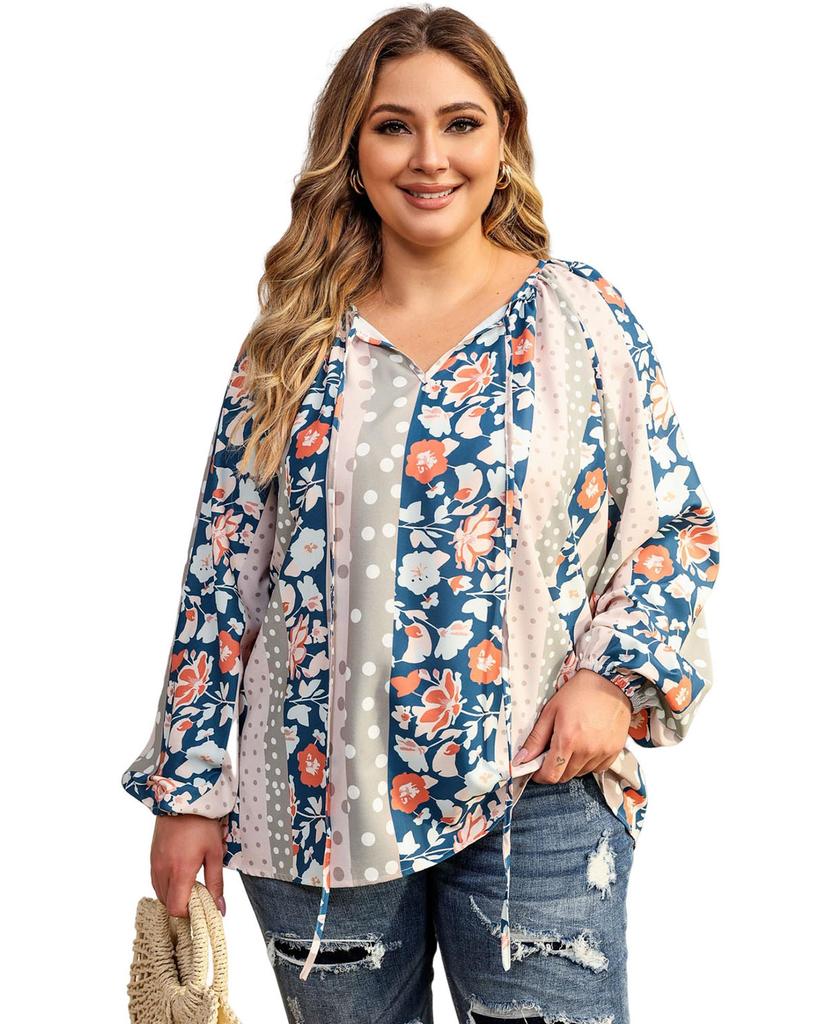 Azura Exchange Printed Split Neck Blouse