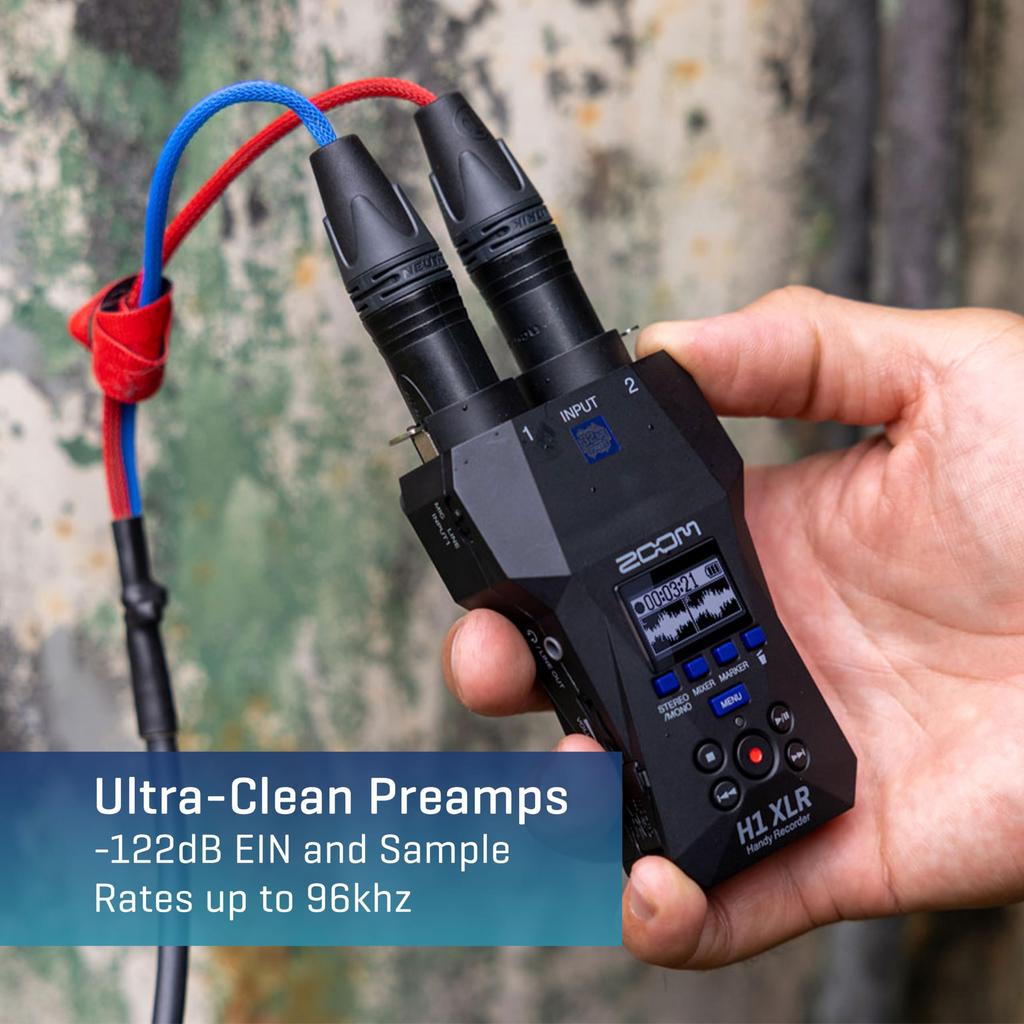 Zoom H1 XLR Handy Recorder Black Equipped with Mini Terminal Specialized for External Input Input Compatible with 32bit Float Recording XLR/TRS