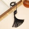 Fashion Creative Black Acrylic Beaded Tassel Pendant Long Necklace for Women Adjustable Wax Thread Sweater Chain Jewelry Gifts