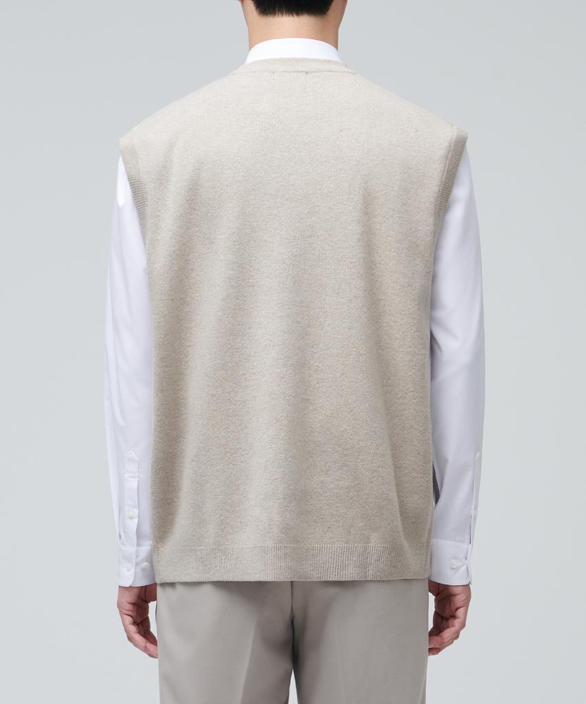 MUSINSA STANDARD Lambswool Crew Neck Knit Vest [Mushroom]