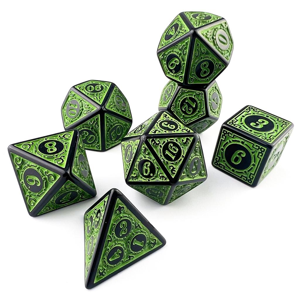 New Polyhedral Dice Set 7Pcs With Textured Patterns, Includes D4 D6 D8 D10 D12 D20 For Dnd Rpg Tabletop Board Game Accessories