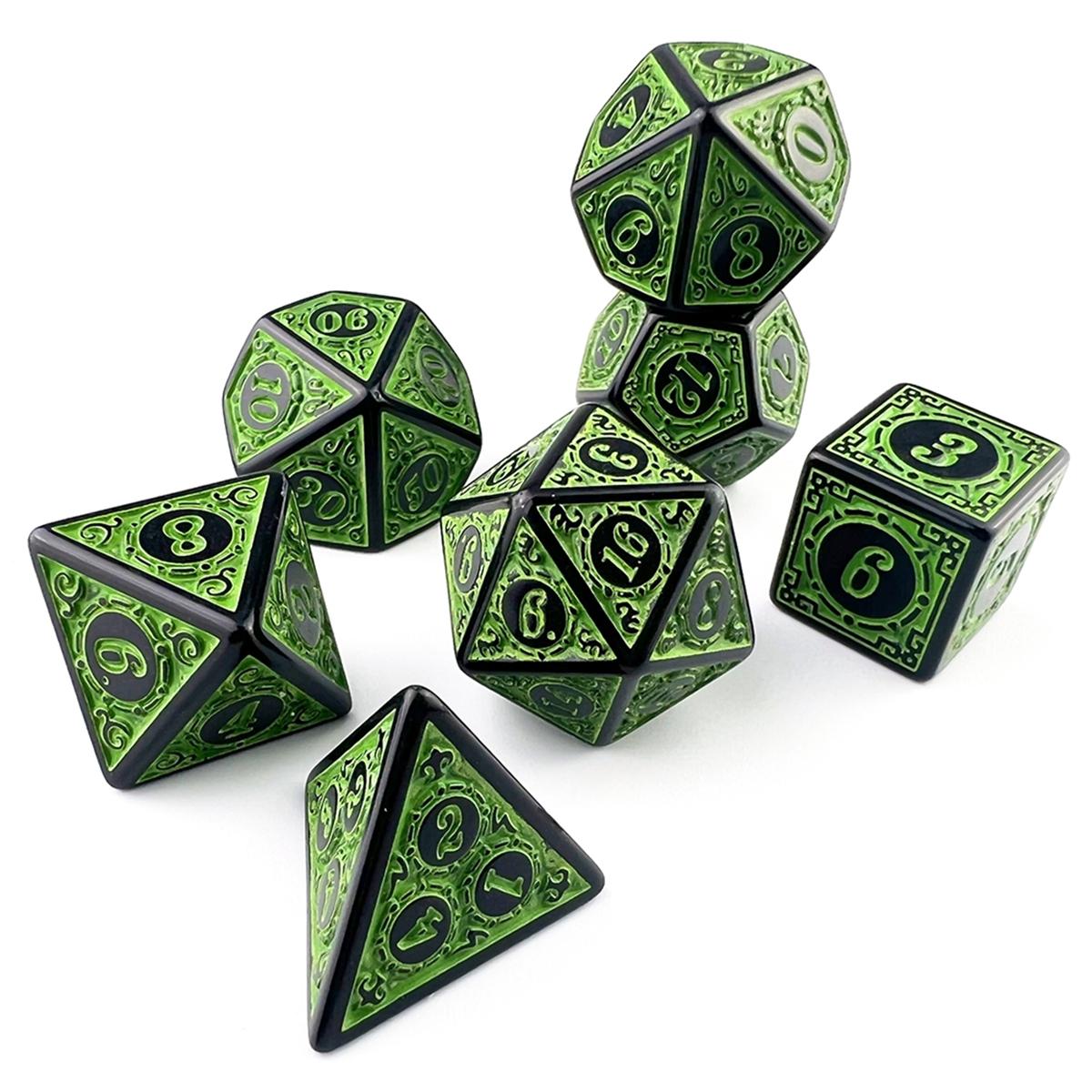 

Latest Polyhedral Dice Set 7Pcs With Textured Patterns, Includes D4 D6 D8 D10 D12 D20 For Dnd Rpg Tabletop Board Game Accessories