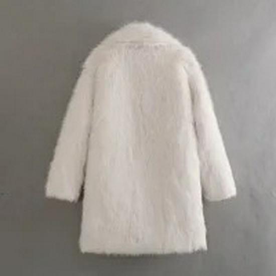 2024 Women's Furry Cotton-Padded Faux Fur Coat with Large Lapel - Fashionable Outerwear for Cross-Border Trade