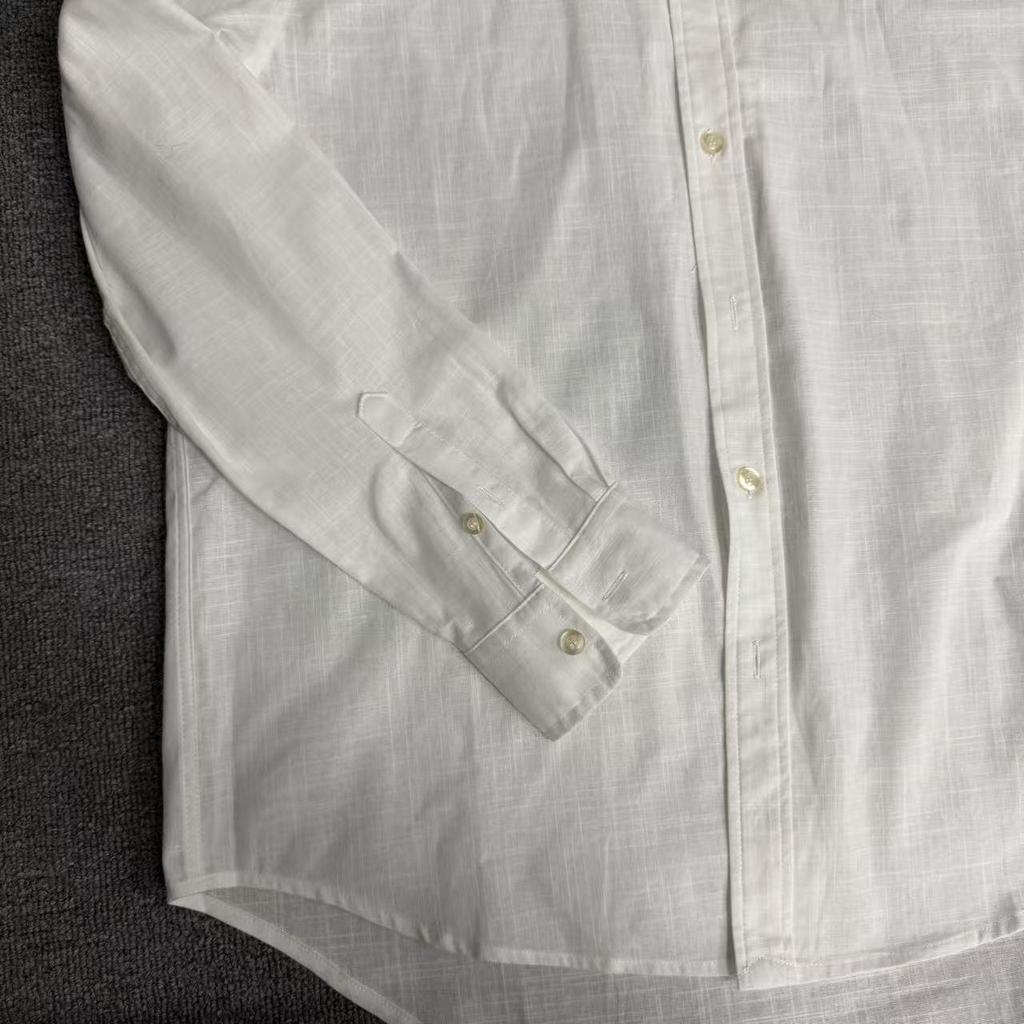 Raf Cotton and Linen Long Sleeve Shirt with Horse Embroidery - Classic Lapel, Old Money Style, New Arrival for Spring, Autumn, Summer