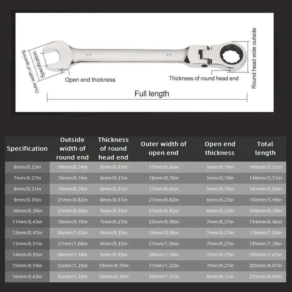 Car Repair Dual Heads Dual Heads Ratchet Wrench Quick Release 72 Teeth Reversible Ratchet Spanner Ratcheting Socket Spanner