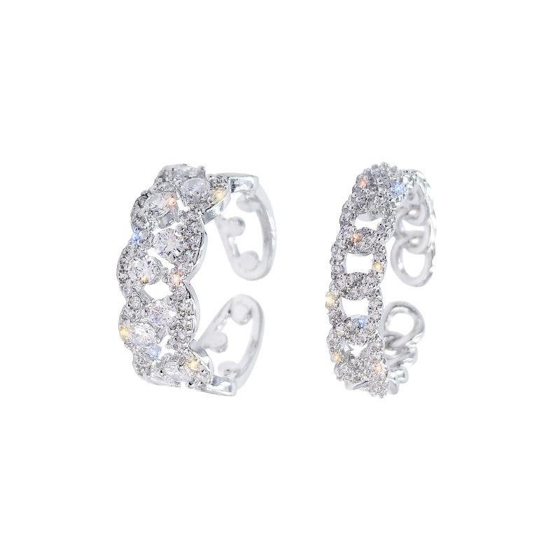 Fashion Light Luxury Models Inlaid Open Ring Niche Design Personalised Girls Finger Ring Accessories Casual Everyday Dainty Minimalist Ring