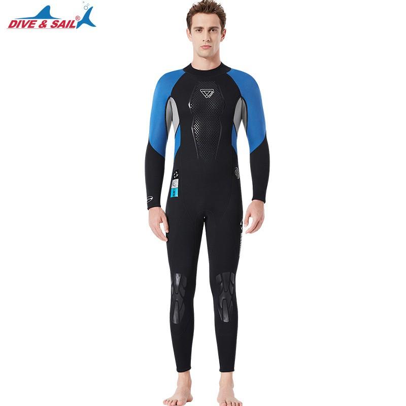3MM Wetsuit Men's Wet One-piece Thermal Long-sleeved Waterproof Female Snorkeling Swimsuit