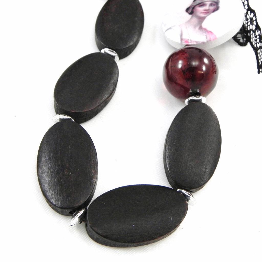 Les Trésors De Lily [G7922] - Sautoir Collier Créateur 'Belle Epoque' rose marron