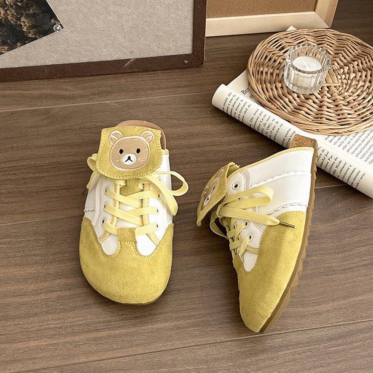 Butter Bear Platform Boken Shoes Women's Outer Bag Head Slippers Summer 2025 New One-pedal Comfortable Big Head Shoes