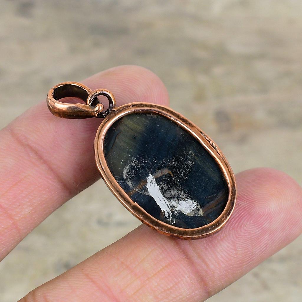 Pietersite Pendant Electroformed Copper Gemstone Pendant Pietersite Electroformed Jewelry Handmade Boho Pendant Copper Jewelry Gifts For Her
