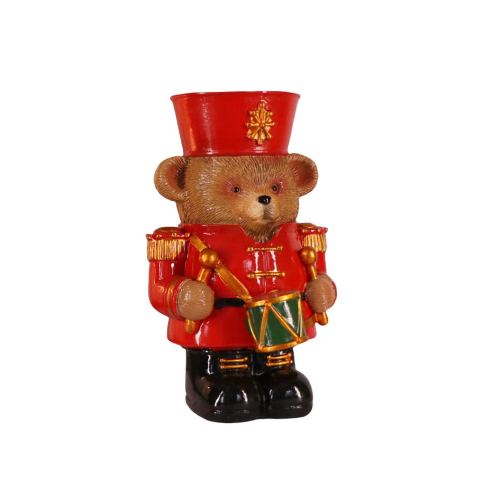 Creative Christmas Decor Candlestick Bear Nutcracker Guards Figurines Candle Holder Cute Animal Statue Home Desktop Ornaments