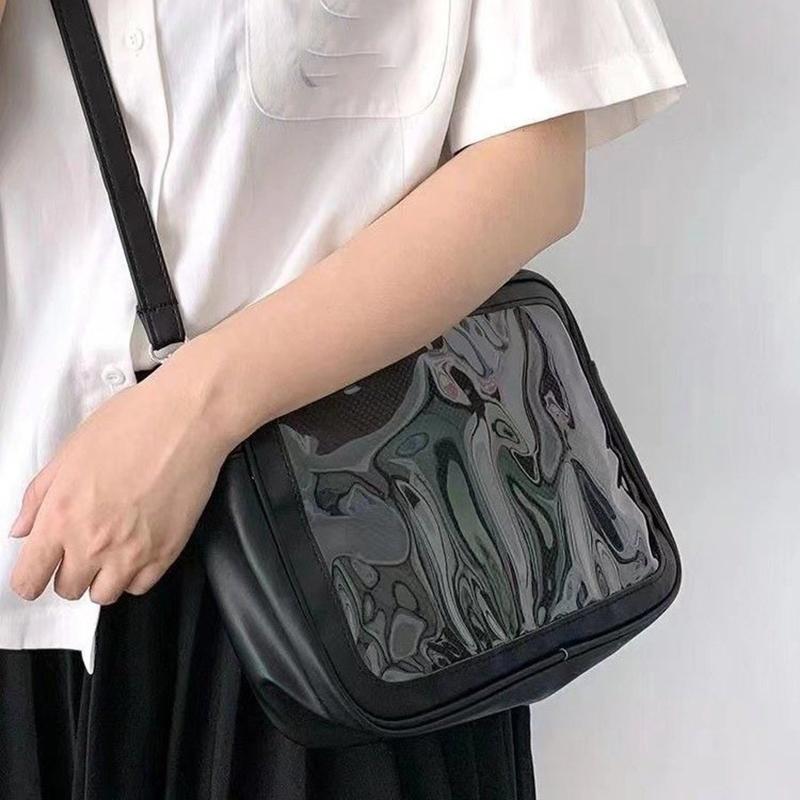 SCIONE Two-Dimension JK Uniform Bag Japanese Anime Transparent Badge Handbag DIY Hand-decorated Crossbody Bag Large-capacity Shoulder Bag