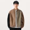 Men's American Retro Patchwork Harrington Jacket - Heavy-Duty, Loose Fit, Autumn/Winter 2025, Color Block Trendy Workwear