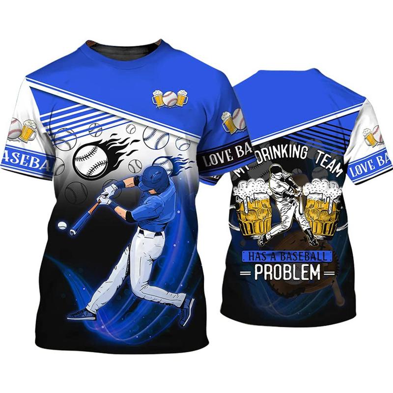 Hot Sale Baseball Pattern Printing Personality 3D Printed T-shirt Sports Softball Unisex Quick-drying Short-sleeved T Shirt Top