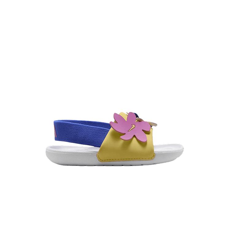 Sandali Nike Kawa Slide TD Bianco Zaffiro per Bambini Nero Magenta Chiaro Giallo Morbido IF3657-100 cm