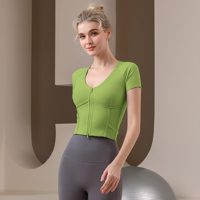 

Топ спортивный для йоги с короткими рукавами и облегающего кроя Small зелёный