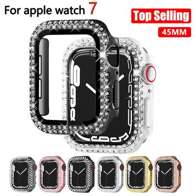 Vrtaný ochranný kryt pro Series 7 45mm rám PC pouzdro Nárazník pro příslušenství IWatch 7