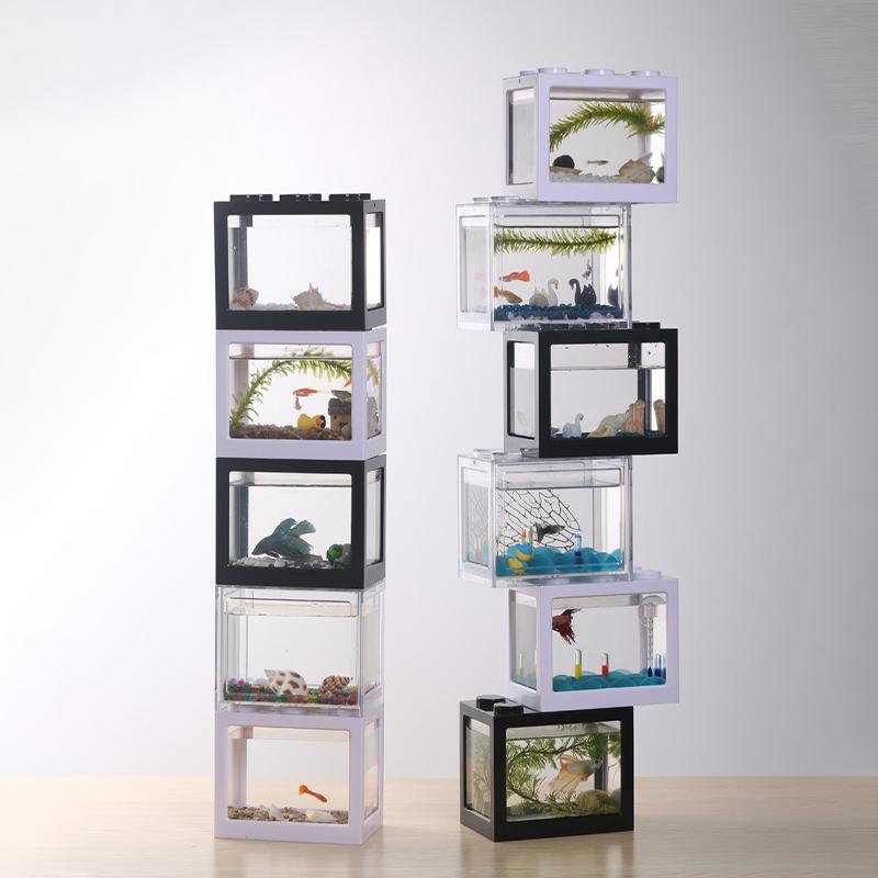 2023 Mini Aquarium Fish Tank Lamp Control Color Circular Aquariummini Fish Tank Light Home Decoration Aquarium Accessorie