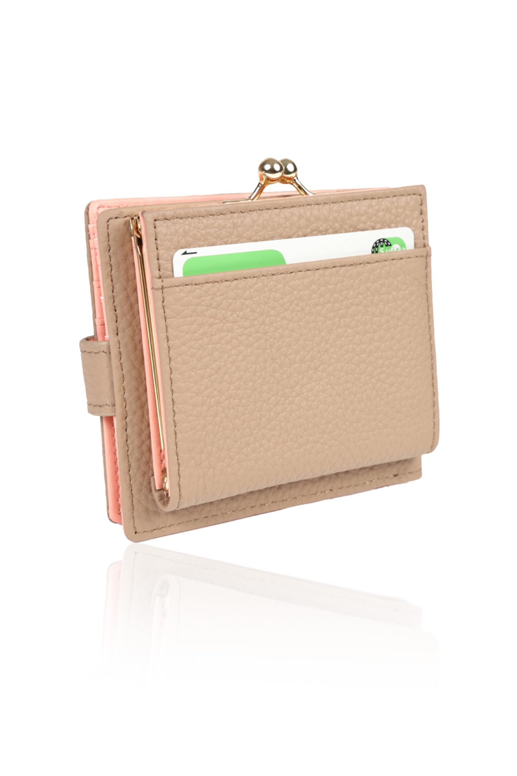 

LASIEM Genuine Leather Women s Mini Bifold Wallet with Skimming Protection, Two-Tone Design, Box-Shaped Coin Purse, Bill and Coin Compartments Facing